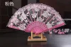 Vintage 10 Colors Available Hands Fans Plastic Fan Bone Bamboo Hand Rose Lace Wedding Fans Arts and Crafts Wedding Favors Gift