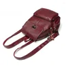 School Bags Fashion Korean Leather Backpack 2024 Schoolbag For Girls Women Casual Travel Bag Student Female Wine Red Rucksacks