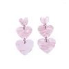 Dangle Earrings Neon Three Big Heart Drop Woman Fashion Long Earings Acrylic Large Earring Girls Summer Korean Jewelry Brincos