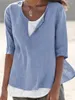 Women's T Shirts 2024 Summer V-neck Solid Cotton Top T-shirt Large Medium Sleeve Shirt
