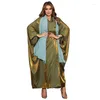 Vêtements ethniques Mode Manches longues Solide Caftan Musulman Satin Satin Bat Abayas pour femmes Robe de grande taille Femme