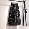 Rokken Dames Boheemse Mid-Lengte Hoge Rok Chiffon Bloemen Taille Strandjurk Buikdans Drop Levering Kleding Kleding Dhvlo