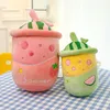 Tasse de jus de pastèque mignonne, jouet en peluche, compagnon de jeu pour enfants, cadeau de vacances, décoration de salle, vente en gros