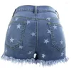 Kvinnors shorts kvinnor sexig tryck Tassel Hög midjehål Rippad Blue Fashion Casual Plus Size Denim Y2K Summer Short Jeans