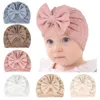 Hårtillbehör 1st Big Bow Soft Baby Hat Girls Turban Born Infant Cap Sticked Beanies Toddler Headwraps Kids Headwear