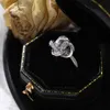 American Wedding Jewelry Stylish Silver Plated Rings Unique Design Shiny Zircon Ring Brass Engagement Rings For Women