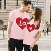 T-shirts pour femmes correspondant pour les couples amour imprimé chemisier à manches courtes femmes col en V chemise femmes été