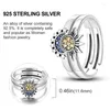 Bagues de cluster 925 Silver Plaqué Riyue Bague pour femmes Soleil et Lune Mode Original Star Bijoux Couple Amant Cadeaux