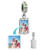 Abalorio con foto colgante cuadrado en blanco personalizado, abalorios europeos de cristal de piedra natal aptos para pulsera Chamilia Biagi 3071767