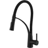 Kitchen Faucets Pull Down Sink Mixer Tap With Dual Function Sprayer Single Lever Swivel Spout Faucet Black Silicone Hose