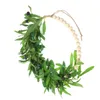 Guirlande de fleurs décoratives artificielles, ornement de perles en bois, couronne d'émulation, perles de mariage