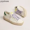 Goldenss Goosess Golden White Hi Star Platform Sneakers - Womens Leather Casual Shoes with Double Height Sole Dist