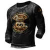 Men'S T-Shirts Mens 3D Long Sleeve Print Top Casual Cotton Vintage T Shirt Route 66 Tee Loose Sports O-Neck Clothing 5Xl Drop Delive Ot31J