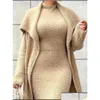 Plus Size Dresses Lw Dress Teddy Plain Bodycon Set Womens 2024 Autumn Winter Warm Sexy Elegant Cocktail Evening Party Drop Delivery A Dhdsm