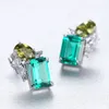 Emerald Gemstone Stud Earrings S925 Silver Shiny Zircon örhängen Europeiska temperament Nischdesignsmycken213r