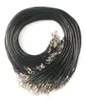 Дешевое черное восковое кожаное ожерелье, шнур с бисером, веревка, удлинитель 45 см, цепочка с застежкой-лобстером, ювелирный компонент «сделай сам»2455476