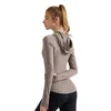 Al Women Yoga Jacket Clothing Outfits Longleeved Jym Clothers女性用フード付きスポーツスモックランニングトレーニング服細いスタイルの速乾性ヨガの服