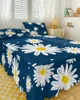 Sängkjol Flower Daisy Blue Elastic Montered Bed Stead med Pillow Cases Protector Madrass Cover Bedding Set Sheet