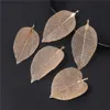 Mode vraies feuilles pendentif long alliage électrolytique charmes de feuilles multicolores pour bijoux bohème bricolage collier boucles d'oreilles 5pcslot 240222