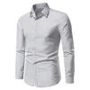 Herrklänningskjortor blus topp lapel skjorta semester daglig semester långärmad plädtryck regelbundet lätt stretch manligt snyggt mode