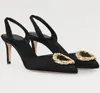 Luxe Met Slingbacks Schoenen Satijn Dames Feest Trouwjurk Goudkleurige Metalen Parels Strass Sandalen Puntschoen Dame Pumps EU35-43