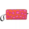Cosmetic Bags Orange And Pink Leopard Spots Print Makeup Toiletry Bag Fashion Outdoor Organizer Case