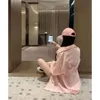 Wysokiej klasy niestandardowy luksusowy designerski koszulka damska ponadwymiarowa haftowana luźna w rozmiarze Plus w paski różowy klapa z długim rękawem