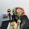 )hot sale 5 arm candelabra black candle holder centerpieces for wedding Flower Stand plinth flowers party props