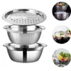 LMETJMA 3 in 1 Slicer Cutter Drain Basket Stainless Steel Vegetable Julienne Grater Salad Maker Bowl KC0410 201130260N