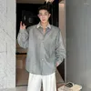 Chemises habillées pour hommes Noymei Style coréen Chemise rayée Col rabattu Tempérament à manches longues à la mode Tout-match Contraste Couleur Top