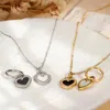 Necklace Earrings Set PAXA Fashion Two-Side Shell Heart Pendant Stainless Steel For Women Gold Silver Color Daily Party Jewelry Gift