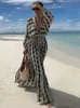Vestidos casuais básicos mulheres com decote em v manga comprida maiô sexy oco perda de peso vestido longo 2024 novo macio e elegante praia biquíni vestido de férias j240224