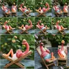 Dekoracje ogrodowe Summer Flamingos Decor Yard Patio Lawn Zabawne wróżki ozdoby na zewnątrz figurka dostawa domu otrwh