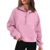 Lu- Dames Yoga Hoodies Sport Vrije tijd Half Zip Jas Pluche Hoodie Gym Kleding Casual Hardlopen Sport Jogging Hoody