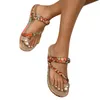 Sandals Women Flat Summer Boho Rhinestone Dress Shoes Comfort Open Toe Elastic Ankle Strap Strapless Roman