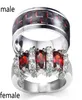 Sz612 TWO RINGS Couple Ring His Hers Ruby S925 Silver Women039s Ring Red Carbon Fiber Stainless Steel Mens Ring3097913