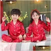 Pajamas 3 5 7 9 11 13 سنة أطفال ساتان بيجاما مجموعات بيجاماس أطفال ملابس نوم فتيات في سن المراهقة الحرير PJS 231020 إسقاط توصيل الأم dhxuy