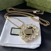 Fashion Designer Letter Pendant Necklaces Chain Rhinestone Ring for Women Retro Gift Personality Earring Studs Party Jewelry With 315A