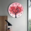 Horloges murales Saint Valentin Love Tree Illustration Horloge imprimée Moderne Silencieux Salon Décor à la maison Montre suspendue