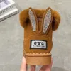 Rabbit Kids Snow Boots 2024 Winter Baby Soft Ware Cotton Shoes With Plush Boys Girls Comfort Suede Suede Boots Princess Retro Boot 240219