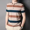 Men's Polos Fashion 95% Cotton Polo Shirts Mens Brand Designer Striped Summer Business Casual Lapel Breathable Short Sleeve TShirts Male