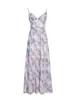 Casual Dresses VGH Floral Printing Camisole For Women Square Collar Sleeveless Off Shoulder High Waist Loose A Line Dress Female