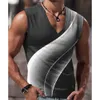 Men's Tank Tops Summer 2023 Graphic Printed Sleeveless T Shirts Men Gradient Tank Top V Neck Oversized Tees Casual Streetwear Muscle Gym ClothesL2402