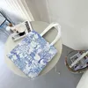 Shopping Bags Cute Pagoda Forest Tote Bag Reusable Blue Delft Vintage Chinoiserie Canvas Grocery Shoulder Shopper