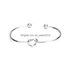 Bangle Love Heart Knotted Bracelet Adjustable Open Bracelets Valentines Day Gift Jewelry For Women Drop Delivery Dhdc0 Dhslx