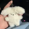 Keychains Cartoon Plush Keychain Pilot Rabbit Dog Animal Cute Dolls Bag Keys Rings Backpack Pendant Girls Birthday Gift