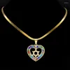 Pendant Necklaces Heart Hexagram Jewish Necklace For Women Men Stainless Steel Gold Color Star Of David Amulet Chain Gift Jewelry Colar