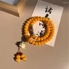 Strang Gelbes Hühnerfett Bodhi-Wurzel Gebetsperlen für Männer und Frauen Abacus Doppelring Lotus Seedpod Armband