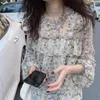 Chemisiers pour femmes Design haut Version coréenne chemise florale fraîche à volants en mousseline de soie pour les femmes vêtements Vintage chemises