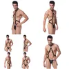 Ensemble sexy Body pour hommes String en cuir Lingerie érotique Combinaison Bar Bandage Sous-vêtements Latex Bodys Body Body Teddies Drop Livraison A Dhb2H